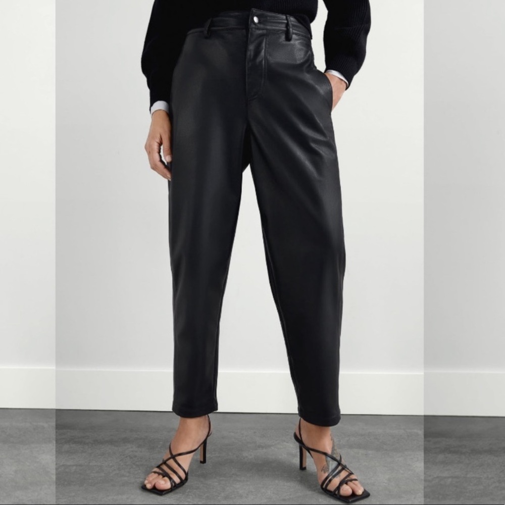 ZARA Black Faux Leather Trouser Pants